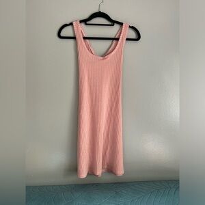 Clothes compact | Vintage pink very stretchy mini dress with crossed back straps